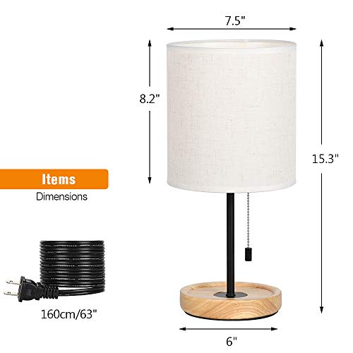 Modern Table Lamp, Nightstand Desk Lamp, Bedside Lamp With Wood Base And Linen Shade For Living Room, Bedroom, Office, College Dorm #TOP4
