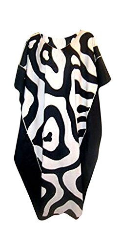 Kaftán de cebra de diseño exclusivo: fine vestido largo de rayón en blanco y negro