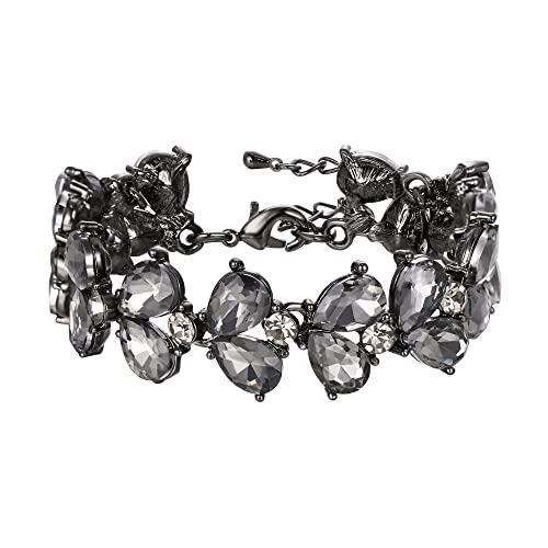 BriLove Wedding Bridal Crystal Rhinestone Multi Teardrop Bracelet for Women Party Prom