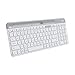 Logitech K580 Slim Multi-Device Wireless Keyboard - Bluetooth/Receiver, Compact, Easy Switch, 24 Month Battery, Win/Mac, Desktop, Tablet,Smartphone, Laptop Compatible, English+Arabic Keyboard - White