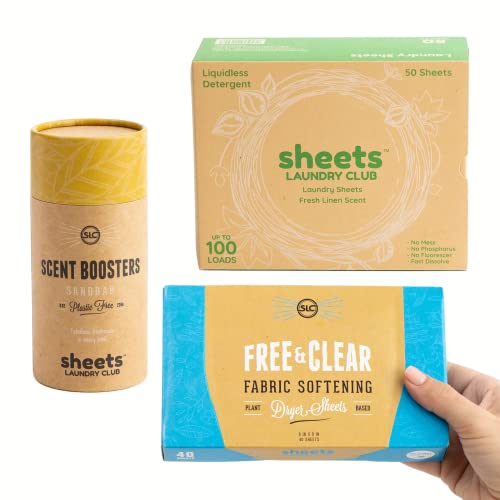 Qual o Melhor Detergente em Pó para Lava Louças de 2025? Melhores Ranking 15 Sheets Laundry Club Pacote - Pacote com 50 (até 100 cargas) Folhas de detergente de linho fresco, pacote com 40 folhas de secadora livres e transparentes e estimulador de aroma de barra de areia de