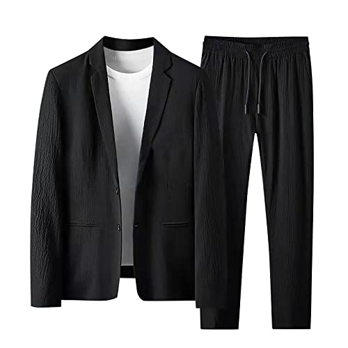 Men's Suit Slim Fit, 2 Piece Suits for Men, Two Button Solid Blazer Jacket Pants Wedding Business Tuxedo Set