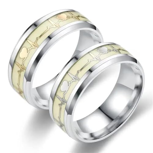 Bague ECG luminescente pour couple et ado | Bijou phosphorescent - 5