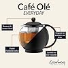 Café Olé Everyday Round Teiera Infusore Cestino Teiera in vetro Foglie sciolte 700 ml/24 oz, Nero, 700 ml / 0,7L #3