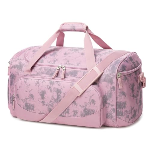 Image of Uarition Gym Bag for Men & Women - 50L Duffle Bag for Travel, Pink Tie-Dye