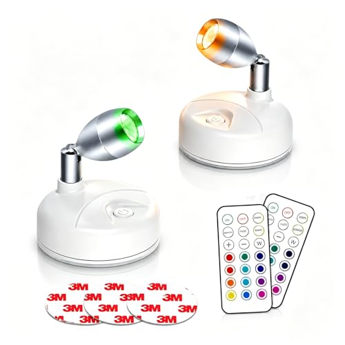 HFCDL Spot Lights Indoor Battery Operated Uplights with Remote, RGBW 13 Color Wireless LED...