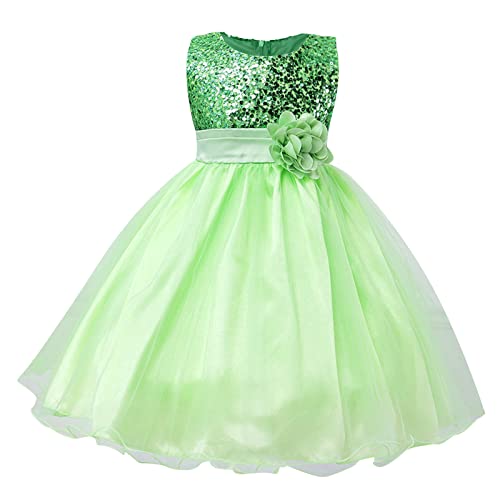 Kinder Pailletten Tüllkleid ärmellos Abendkleid Festliches...