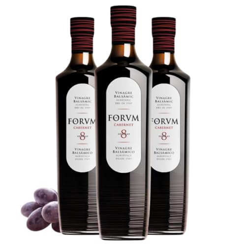 Forvm Cabernet, Vinagre de Vino Tinto, Fantástico para Cocinar, Usado 12 Años en el Menú de los Premios Nobel, Envejecido Artesanalmente 8 Años en Barricas (3 Botellas)