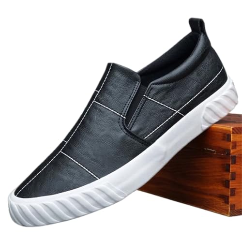 FMURY Men Shoes Leather Casual Spring Autumn Fashion Leisure Loafers Slip-On Flat Shoes2