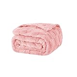 Linecooo Light Pink Fleece Throw Blanket 50”×60” for Couch Sofa Bed,Super Soft Cozy Plush Microfiber Flannel Blanket with 3D Checkered Design Lightweight for Adults,Woman,Girls