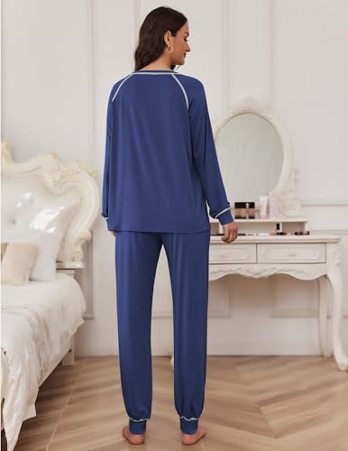 Image of Ekouaer Pajamas Set for Women Soft Comfy Pjs Sets Long Sleeve Sleepwear Loungewear S-XXL