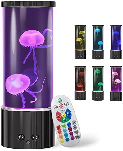 FBSPORT Jellyfish Lava Lamp, Jellyfish Lamps, Jellyfish Night Aquarium Tank Night Light 17 Color Changing with Remote Control for Kids Adults Home Office Decor Table Lamp Gifts for Christmas (Black)