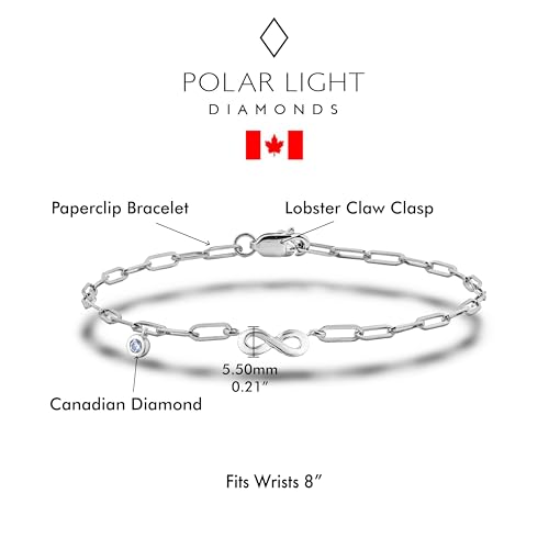 Image of Polar Light Signature Canadian Diamond Charm Bracelet in .925 Sterling Silver - Choice of Rolo or Paperclip Style Chain