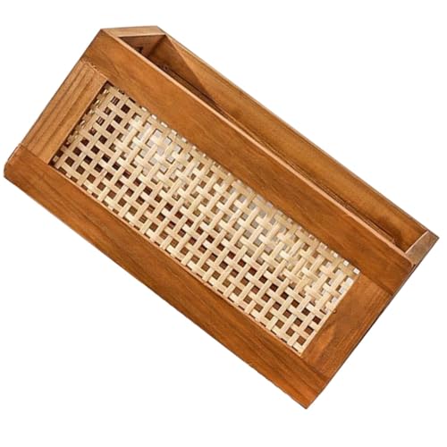 Panier de rangement bois massif tissé main de grande capacité rétro