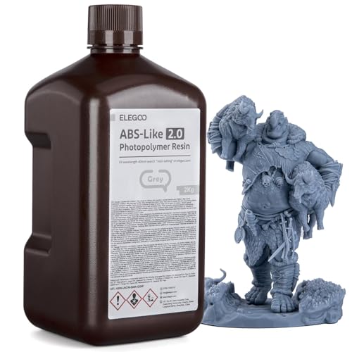ELEGOO Upgraded ABS-Like 2.0 3D Printer Resin, 405nm UV Curing Photopolymer Resina for Mars Saturn Jupiter MSLA DLP LCD Impresora Grey 2000g