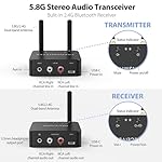 5.8GHz&5.2GHz Dual-Band Wireless Audio Transmitter Receiver for TV/PC, 160ft Long Range 0.018s Low Latency with bulit-in 2.4G Bluetooth 5.3 Receiver, Wireless Adapter Kit with RCA(3.5mm) Out/Input - Image 2