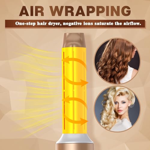 Image of Blow Dryer Brush 7 in One, Negative Ion Hair Set Upgrade Hot Air Styler Wrap Curler, Curling Iron Styling Tools As A Gift for Straight /Curl /Drying /Smoothing