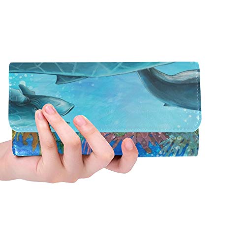 Preisvergleich Produktbild Einzigartige benutzerdefinierte Korallenriff Kinder Frauen Trifold Wallet Lange Geldbörse Kreditkarteninhaber Fall Handtasche