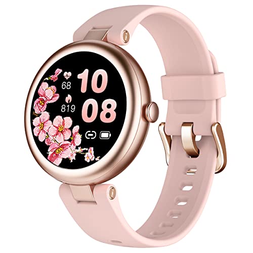 Smart Watch For Women Ip68 Waterproof, Round Women's Watch For Ios Android Phones Fitness Tracker Smartwatch With Heart Rate Monitor Steps/Sleep Tracker Slim Gold (Sport & Metal Bands Included), Lynn #TOP1