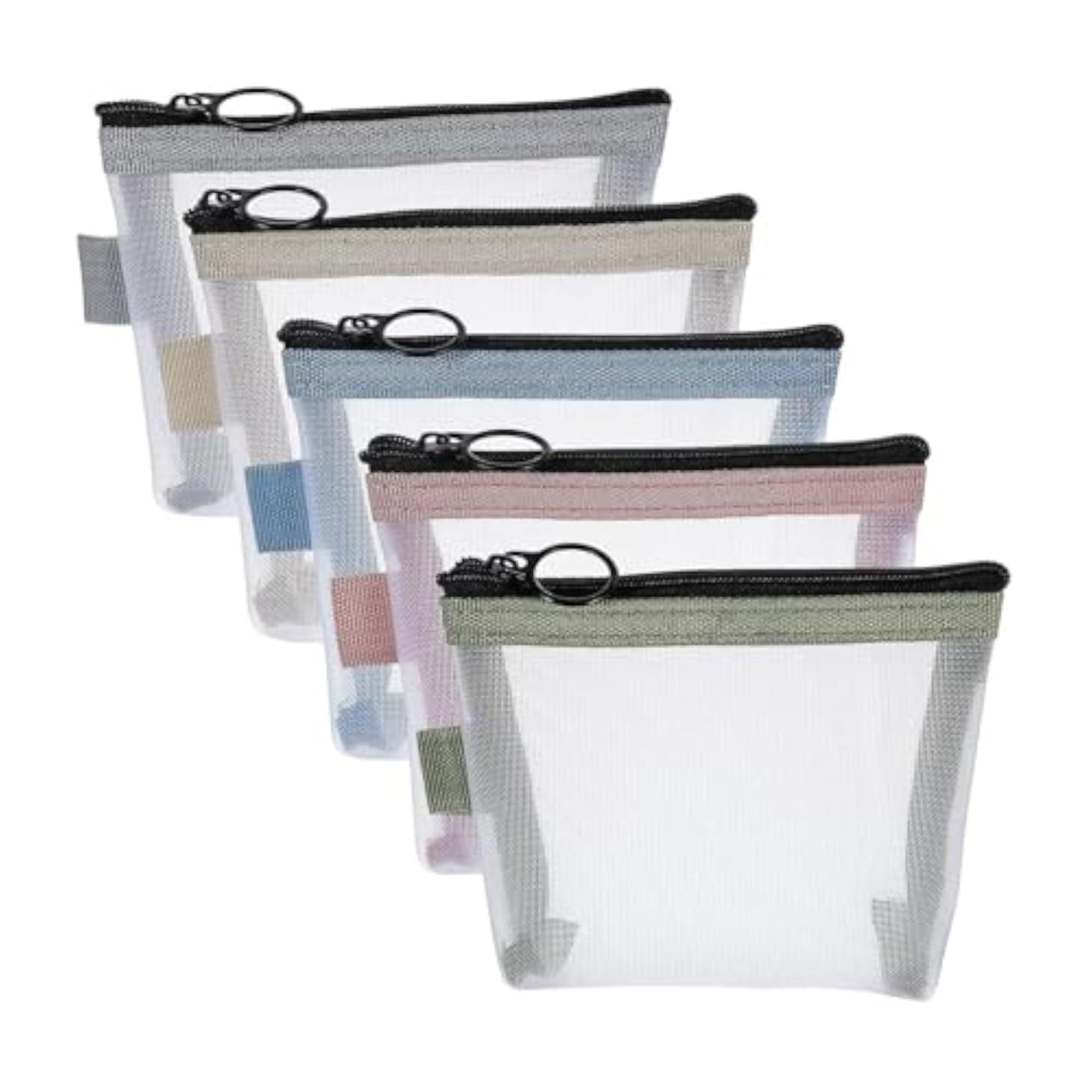 5 Pieces Mini Zipper Pouch Makeup Bag, Washable