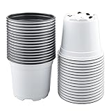 KINGLAKE 100 macetas de plástico Blanco de 10 cm para Plantas de Plantas de semillero para Plantas suculentas, Vegetales y esquejes
