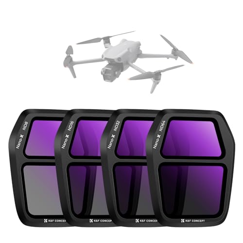 K&F CONCEPT ND Filter Set for DJI Air 3S 4Pack ND8 ND16 ND32 ND64 Neutral Density Light Reduction Filters HD Optical Glass/Multi-Coated Drone Accessories