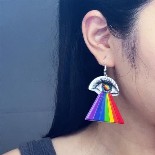 Rainbow Earrings Pride Earrings Rainbow Eye Earrings Disco Ball Earrings Rainbow Chain Earrings Lesbian LGBT Pride Jewelry2