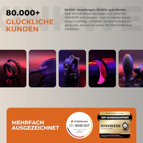 KINKWERK Spanking Gerte | BDSM Peitsche mit 8 Rattan-Strängen | Schwarze Gerte für Rollenspiele, Sklave, Bondage & Fetisch | Hart & Effektvoll für Spanking & Reiterfantasien