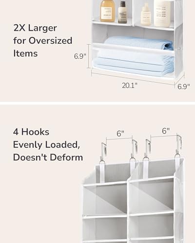 Image of ULG Over the Door Organizer, 5-Tier Extra Large Hanging Storage with 10 Mesh Pockets, 100 lbs Capacity, Heavy Duty Door Organizer for Closet, Bedroom, Nursery Light Grey