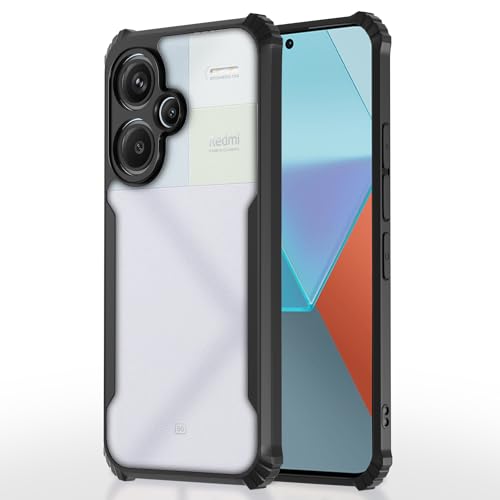 Image of Pikkme Redmi Note 13 Pro Plus 5G Back Cover | Crystal Clear Transparent Back | Ultra Hyrbid | Full Camera Protection | Raised Edge | Bumper Back Case (Black)