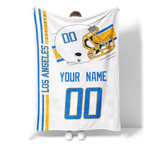 Image of Los Angeles Throw Blanket Custom Name and Number Personalized Gifts for Men and Women