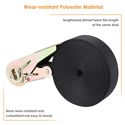 10 Stück Spanngurte mit Ratsche, 6m Lange 25mm Ratschengurte, Robust Zurrgurte Set, Belastung 800 kg, für Ladungssicherung (Schwarz) – Bild 6