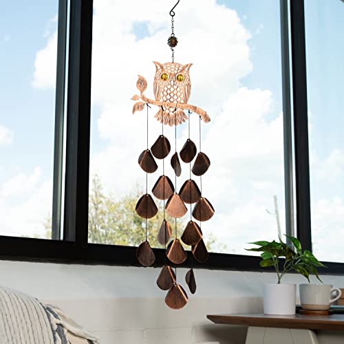 Vp Home 30" H Rustic Copper Tribal Owl Wind Chimes For Outside Unique Tribal Owl Windchimes Outdoor Decorations Garden Decor Owl Gift For Women, Mom, Grandma, Unisex #TOP6
