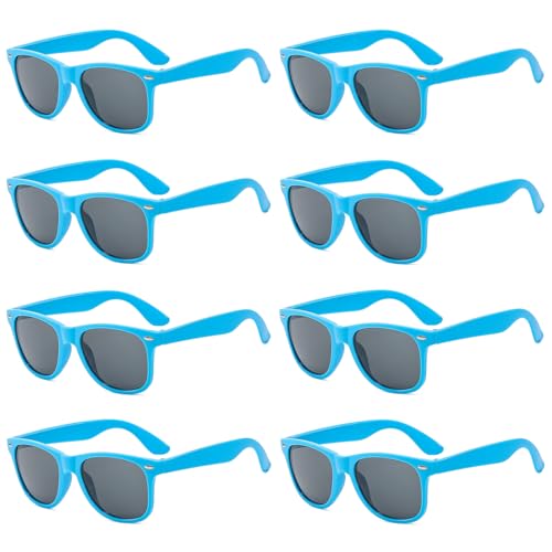 Pibupibu Neon Colors Party Favor Supplies Unisex Sunglasses Pack of 8 (blue)