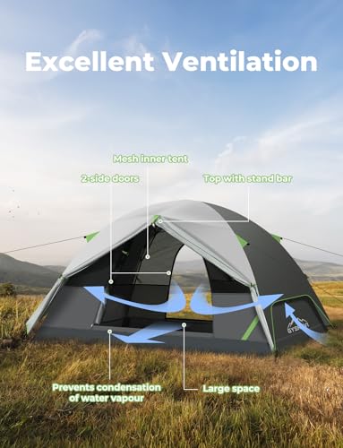 Gysrevi Camping Tent 2 Person Tents for Camping 3 Season 3000mm Waterproof Lightweight Easy Setup Backpacking Dome Tent 2 Layer for Camping Hiking Travel - Image 4