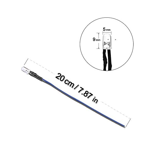 YIXISI 100 Stücke Vorverdrahtete LED, Dioden Licht, 12V Vorverdrahtetes Licht, 5mm LEDs, 20cm Vorverdrahtetes Licht… – Bild 4