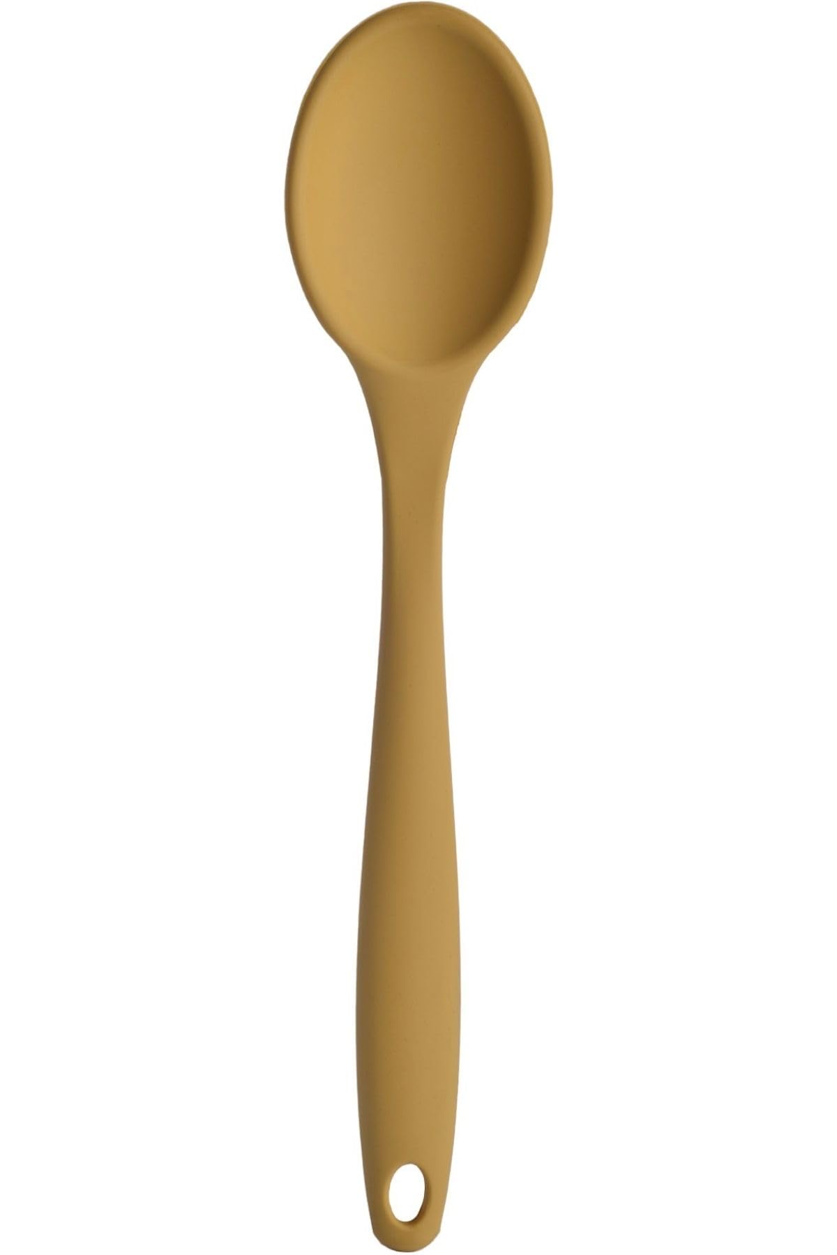 Silikon Servis ve Yemek Hazırlama Kaşığı, Yumuşak Uç, Komple Silikon, 27 cm, Sarı Kaşık, Yanmaz Yapışmaz, Tencere Çizmez, 1 Adet