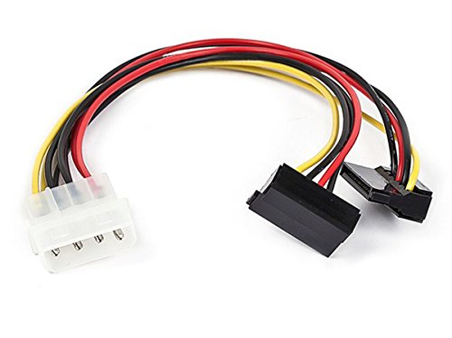 Monoprice 8inch 4pin MOLEX Male to Two 15pin SATA II Female w/ 90 Degree Power Cable