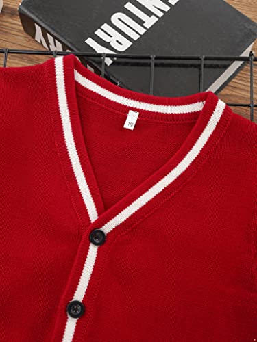 Girls School Uniforms Long Sleeve Sweater Striped Print Cardigan Outerwear Button Closure Front Knitting Tops4