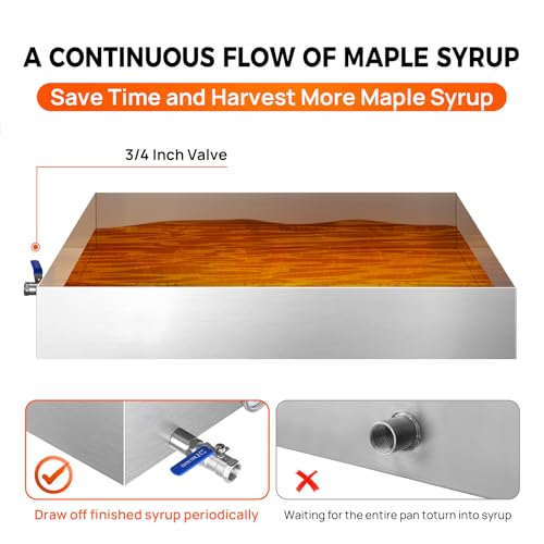 Image of 24x36x6 Inch Maple Syrup Evaporator Pan, 304 Stainless Steel with 1 Valve, Professional Grade for Efficient Home Syrup Boiling