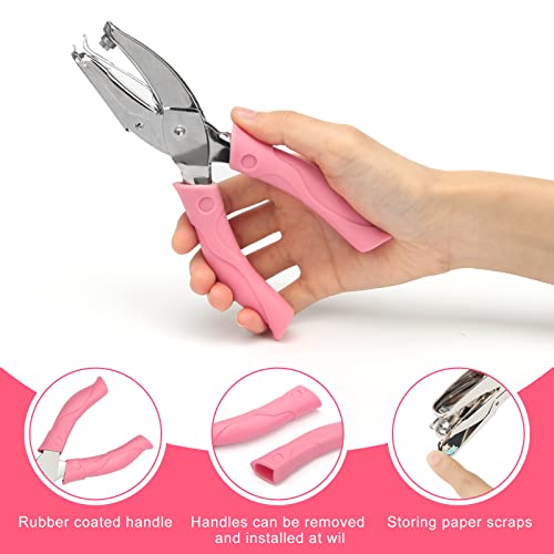 Image of 2 Pieces Heart and Star Handheld Hole Paper Punch Metal Single Hole Paper Punch Punchers with Soft-Handled Tags for Clothing Ticket DIY Craft Tags Scrapbook Tool, 1 /4 inch