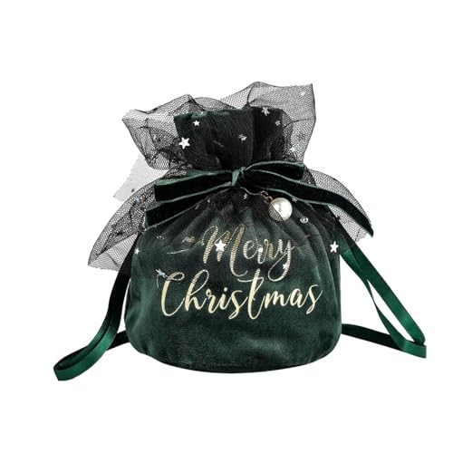 巾着付きベルベットクリスマスバッグ - お菓子、クッキー、チョコレート、ギフト用のエレガントなコンテナ、ベルベット巾着バッグおやつの保管やお祝いのサプライズ用の小さなバッグ