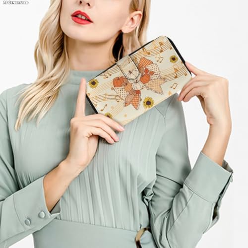 Image of COEQINE Ladies Wallets Pink Leopard Heart Black Printed Leather Phone Long Clutch Purses Check Coin Change Holder