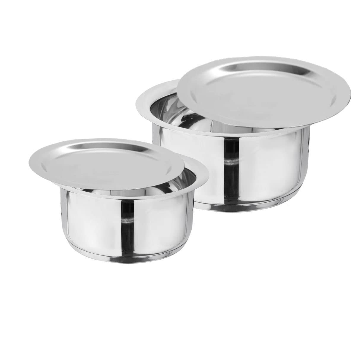 Steel Heavy Induction Patila Set with LID | Set of 2 Pcs – Silver | and | Stainless Steel Capsule Bottom Heavy Induction Patila (20 cm Diameter)- Silver-picture-11