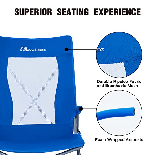 Moon Lence Low Beach Lawn Lounge Chair, Outdoor Camping Chairs For Adults Folding, Portable, Comfortable With Arm Cushions, Cup Holder & Carry Bag(Blue) #TOP2