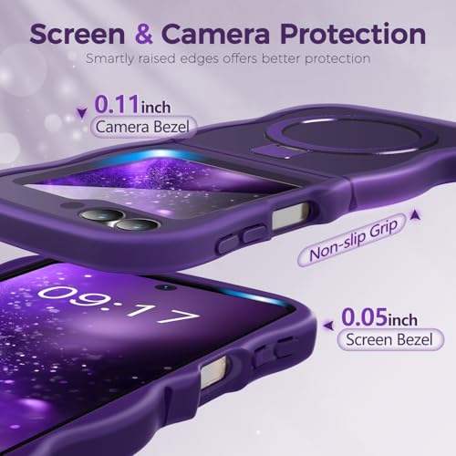 Image of Cute Wavy Magnetic Stand Case for Galaxy Z Flip 6 /5 Fit for MagSafe