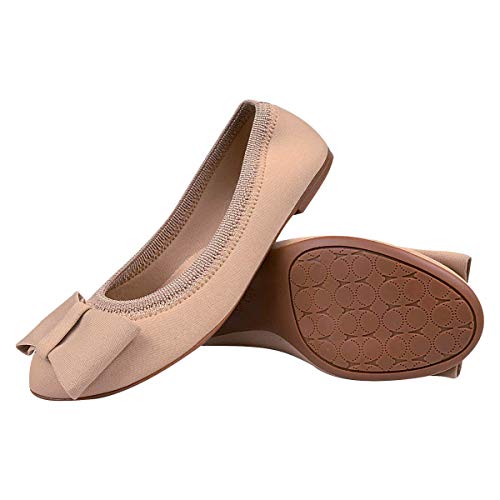 Sapatilha Nude Laço Feminina Bico Redondo Eleganteria Tamanho:40;Cor:Natural Nude