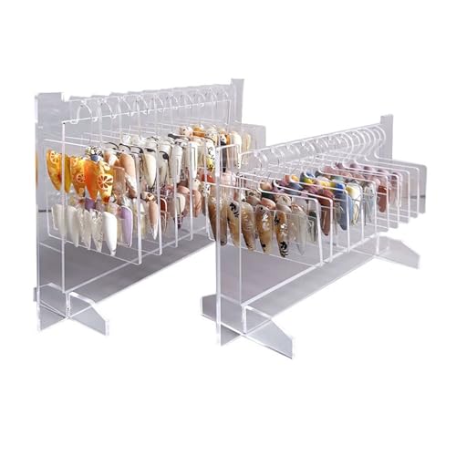 Nail Art Display, Acrylic Hanging Transparent Nail Hanger Display Stand Nail Sample Display Stand with 10pcs Hanger (L)