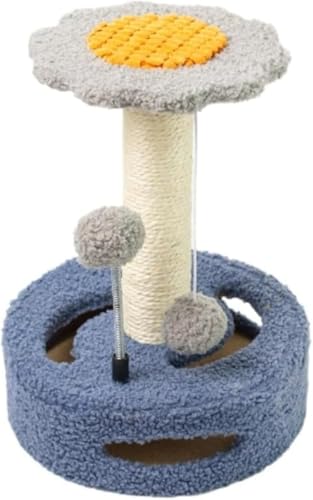 Xiraivke 猫タワー キャットタワー 爪とぎポール 爪磨き ミニ コンパクト 爪研ぎ 猫用 キャット ボール バネ 花 小型 天然麻紐 猫遊び用 運動不足解消 組立簡単 転倒防止 子猫やシニア猫にお勧め 頑丈耐久 ペット用品