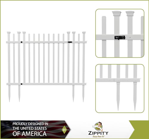 Enclo 2-Panel White Vinyl Privacy Screen and Zippity No-Dig Burbank Gate Kit for Vinyl Picket Fence